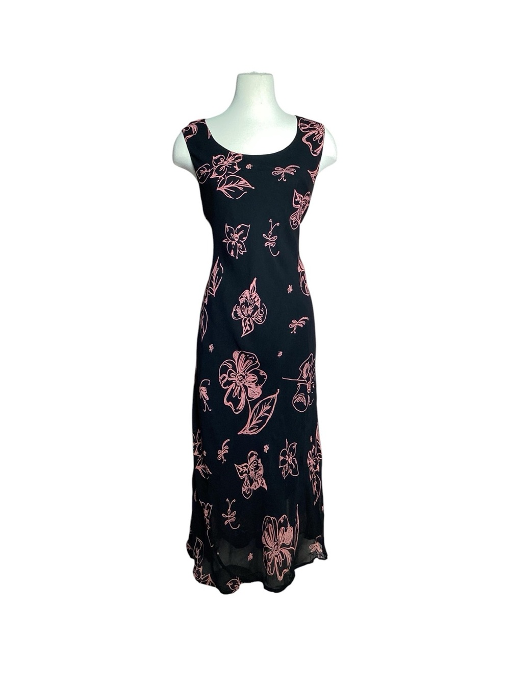 Vintage Y2K April Cornell Rayon Floral Midi Bias Cut Slip Dress